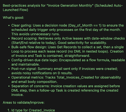 Real output - Vibes reviews an existing flow against best practices - Manras Technologies